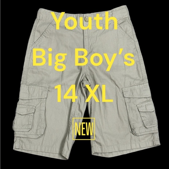 Youth Boys Machine 14 XL Cargo Shorts 8 Pockets Khaki Adjustable Waist NWOT - Picture 2 of 9
